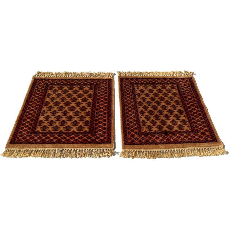 2x2 Feet Hand Knotted Camel Wool Rug 2 PCs - Image 3