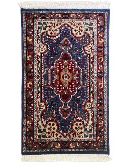 2x3 Feet Hand Knotted Persian Wool Rug Blue