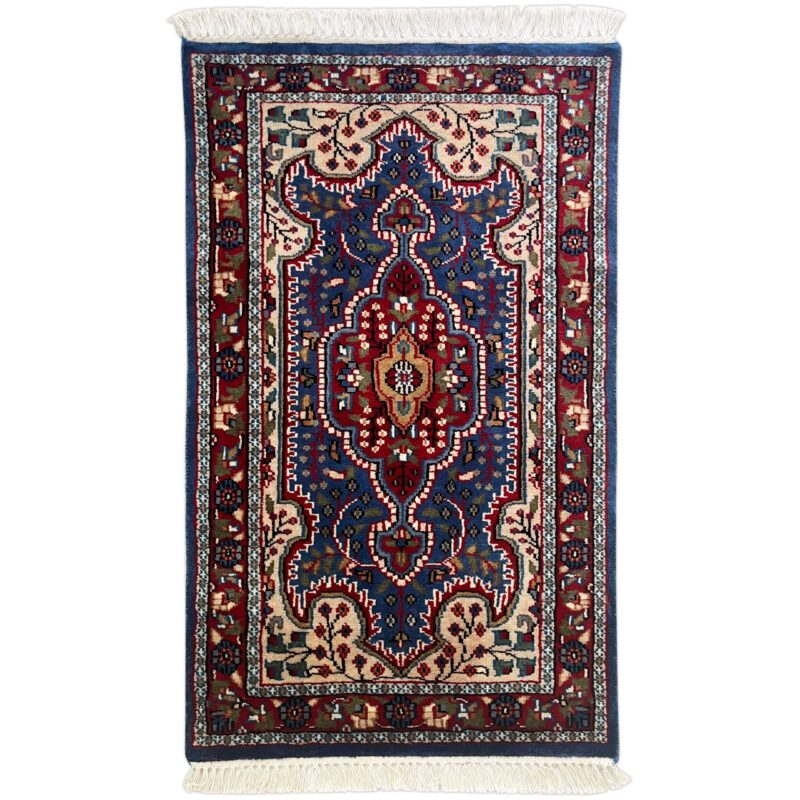 2x3 Feet Hand Knotted Persian Wool Rug Blue