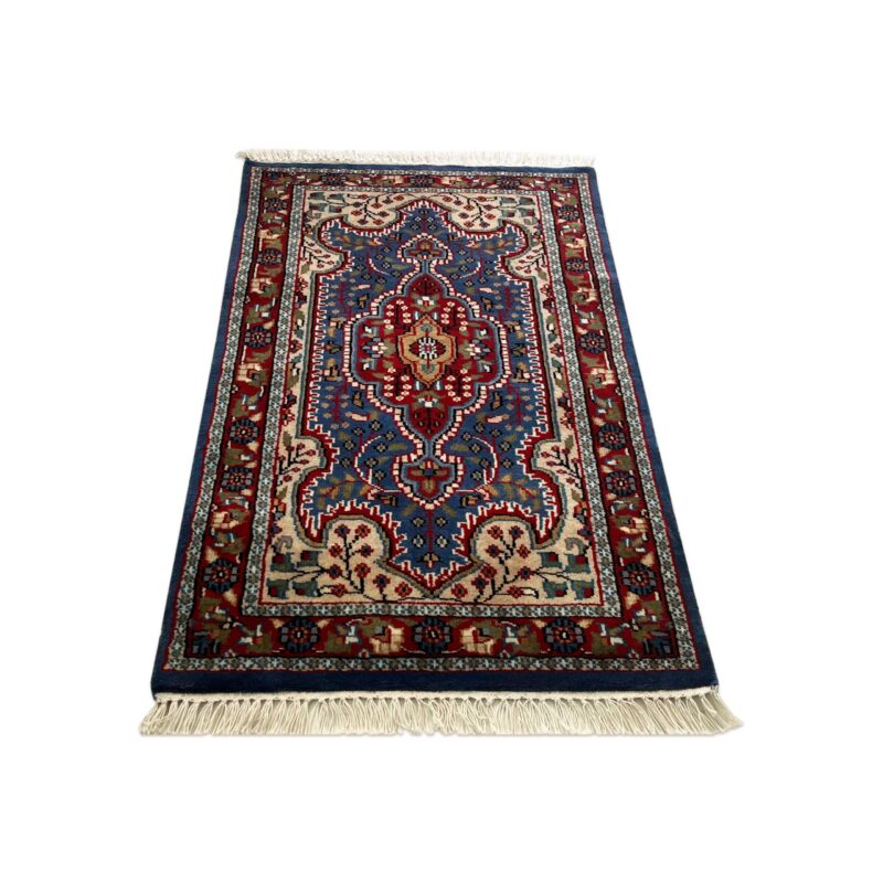 2x3 Feet Hand Knotted Persian Wool Rug Blue - Image 3