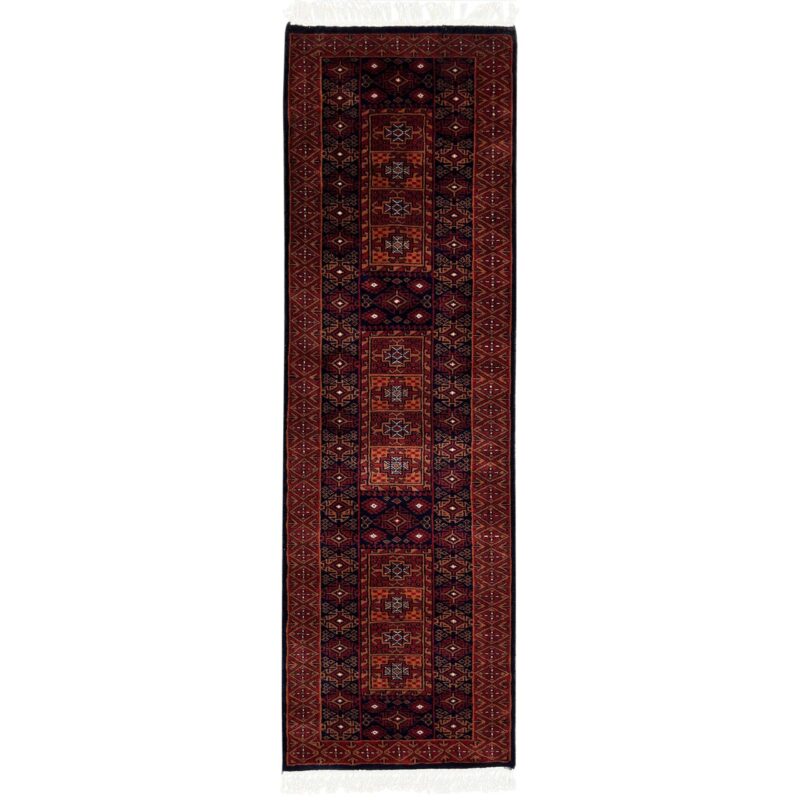 2x6 Feet Hand Knotted Wool Rug Brown and Black