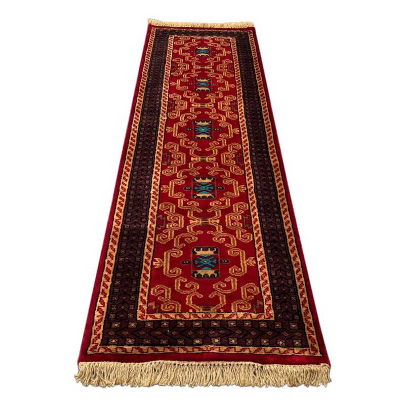 2x6 feet Red Palace Hand-knotted Woolen Runner Rug - Image 2