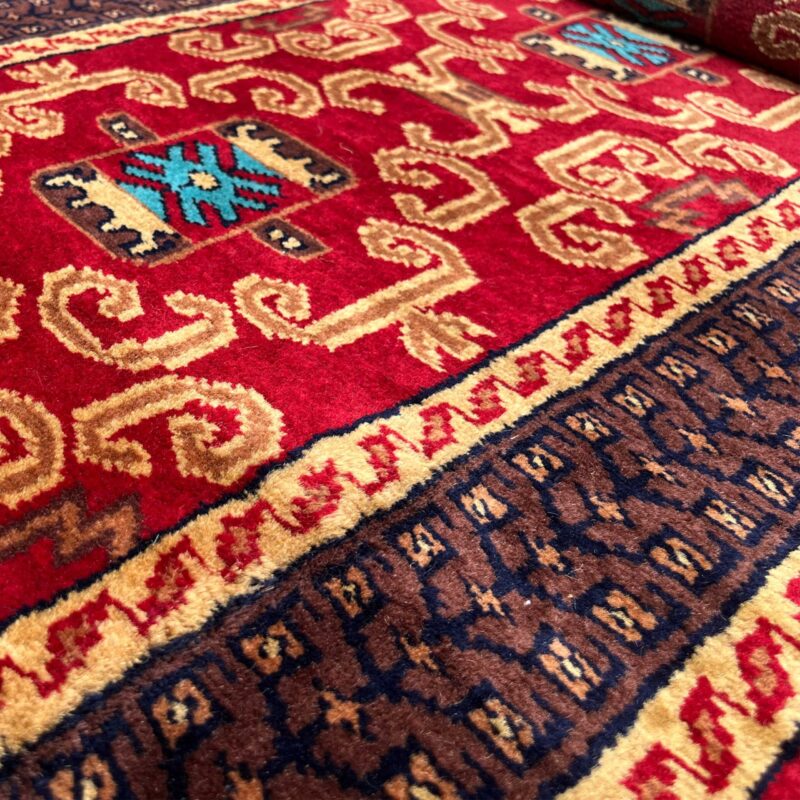 2x6 feet Red Palace Hand-knotted Woolen Runner Rug - Image 6