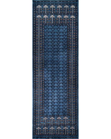 2x6 feet Bluish-gray Hand-knotted Woolen Runner