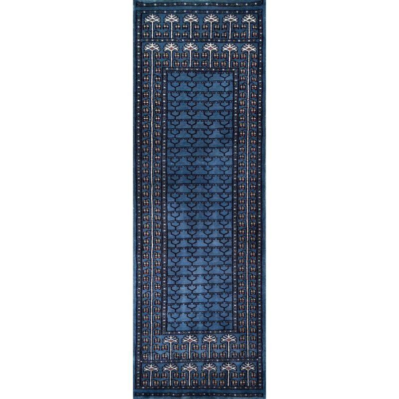 2x6 feet Bluish-gray Hand-knotted Woolen Runner