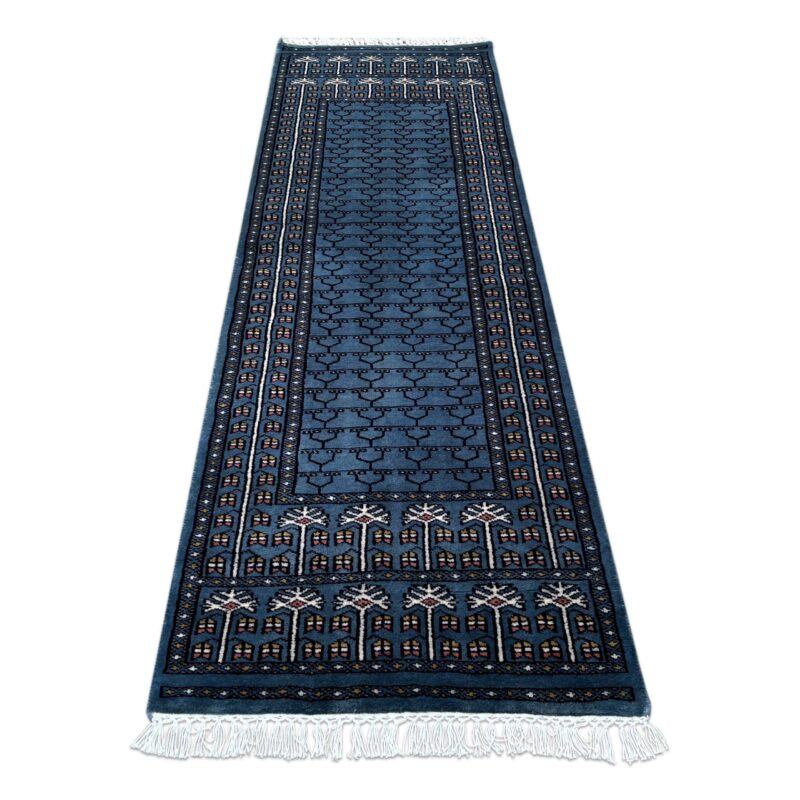2x6 feet Bluish-gray Hand-knotted Woolen Runner - Image 6