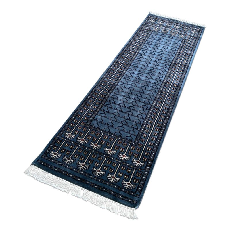 2x6 feet Bluish-gray Hand-knotted Woolen Runner - Image 3