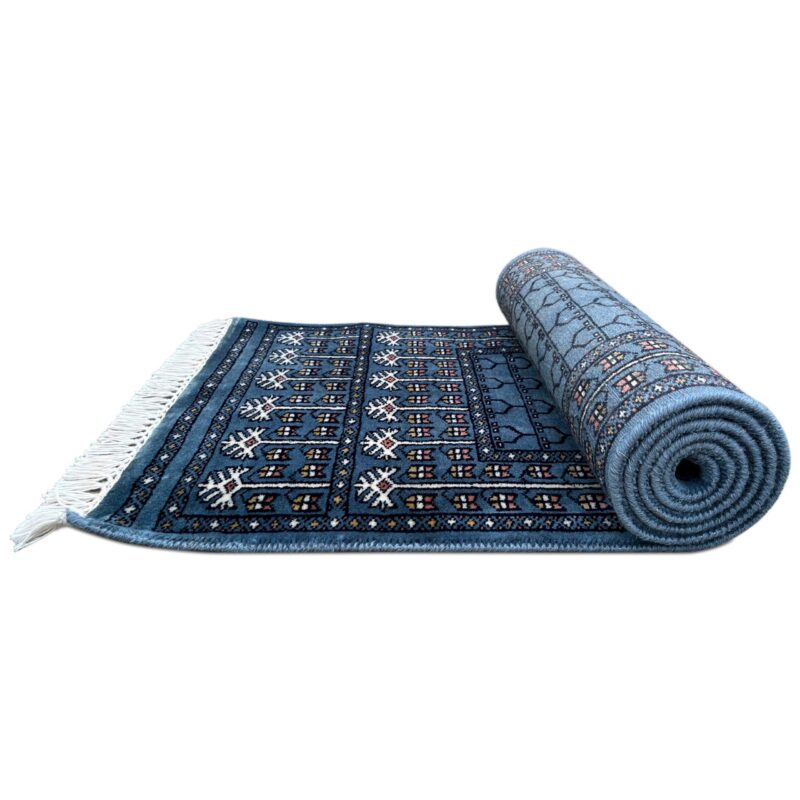 2x6 feet Bluish-gray Hand-knotted Woolen Runner - Image 2