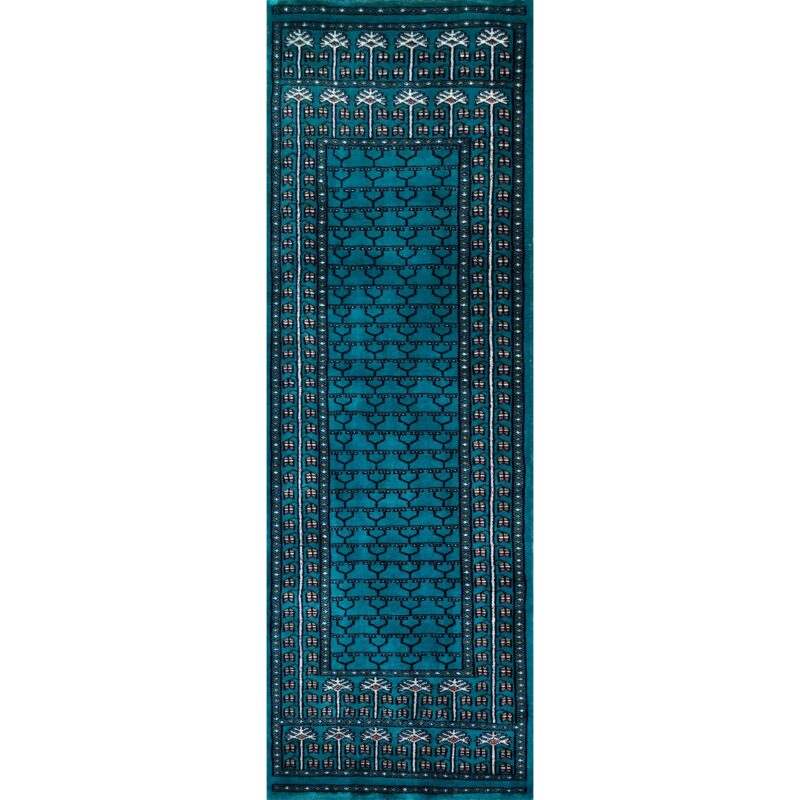 2x6 feet Hand-knotted Rug Wool Turquoise Parda