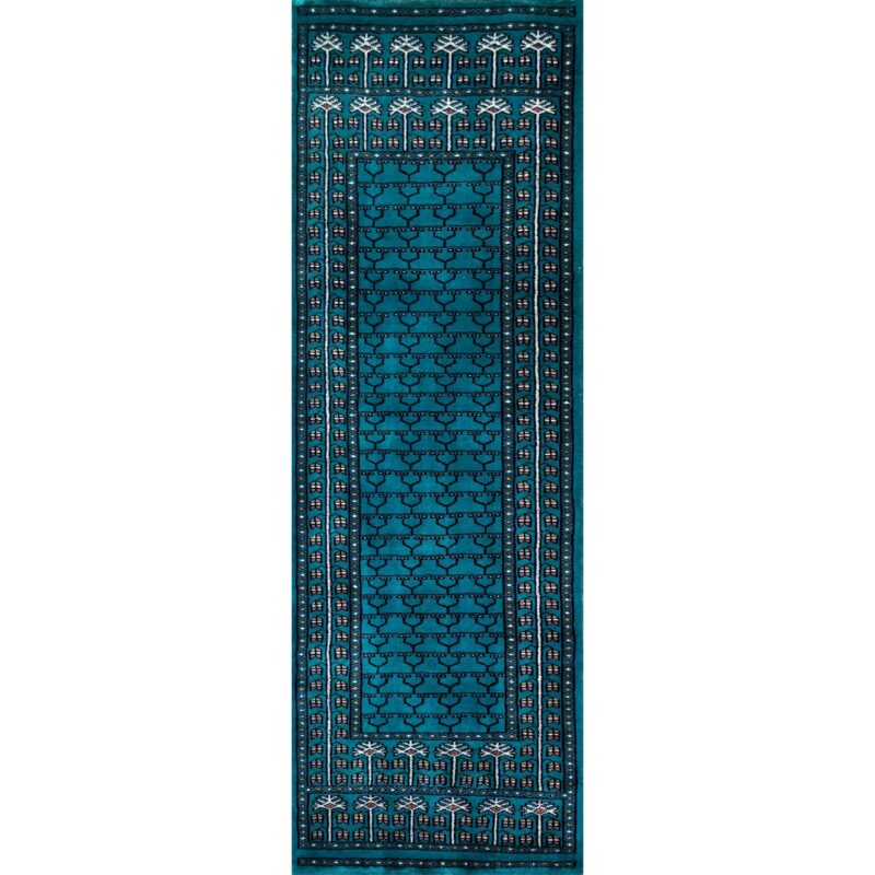 2x6 feet Hand-knotted Rug Wool Turquoise Parda