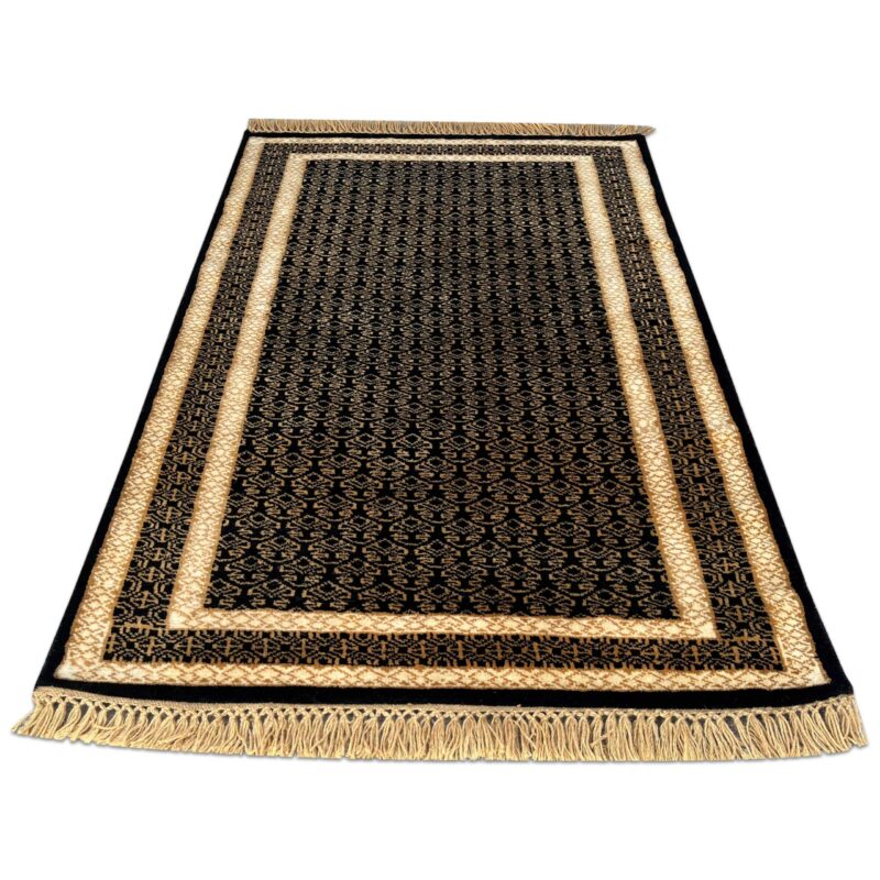 3x5 feet Wool Rug Black Gold Hand-knotted Lichi - Image 2