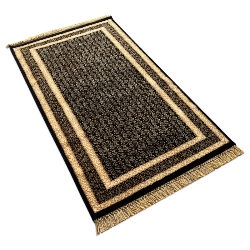 3x5 feet Wool Rug Black Gold Hand-knotted Lichi - Image 4