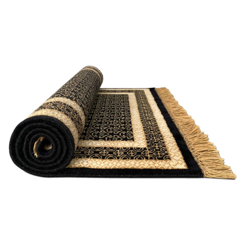 3x5 feet Wool Rug Black Gold Hand-knotted Lichi - Image 6