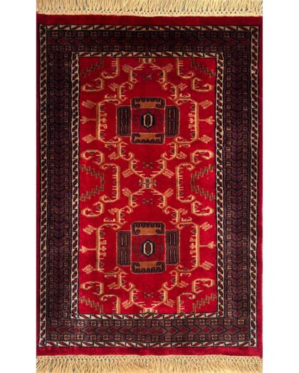 2.5x4 hand knotted woll rug red