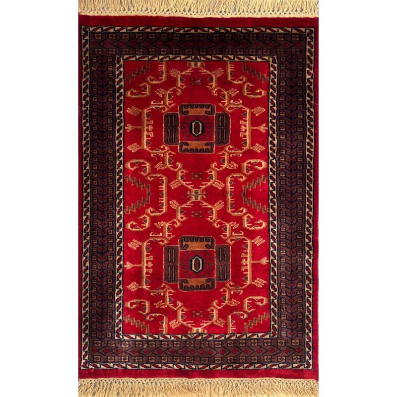 2.5x4 hand knotted woll rug red