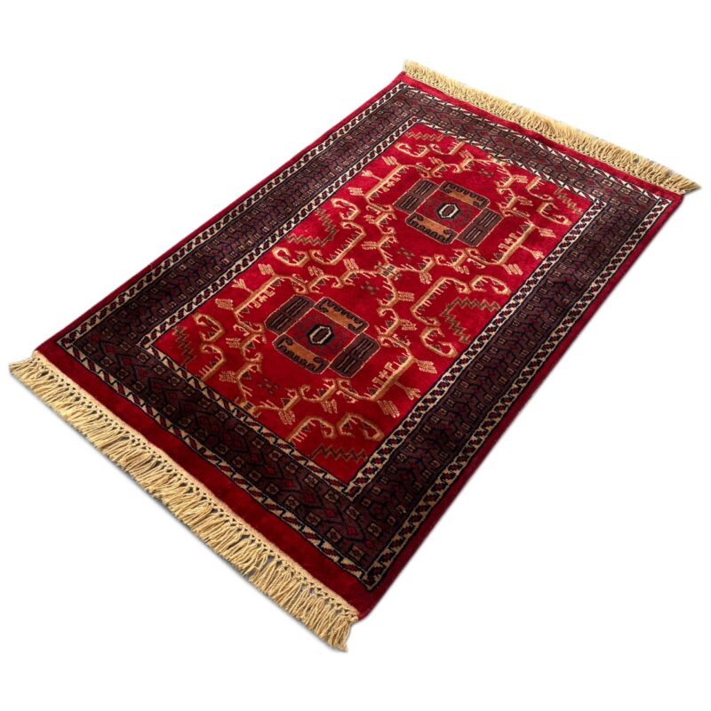 2.5x4 ft Hand Knotted Woolen Red Palace Rug - Image 4