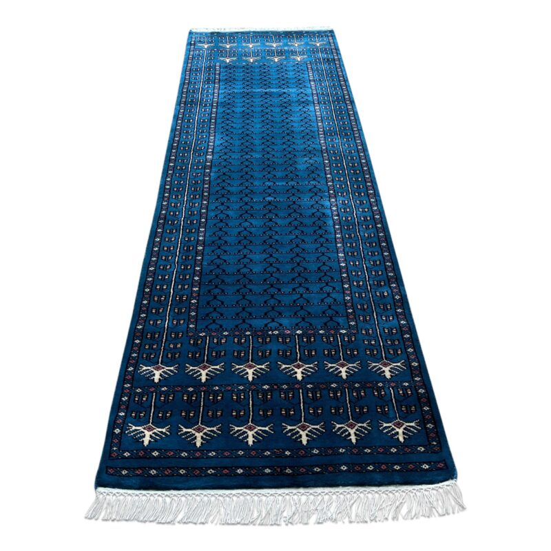 2.5x8 ft Handmade Woolen Rug Blue Parda - Image 2