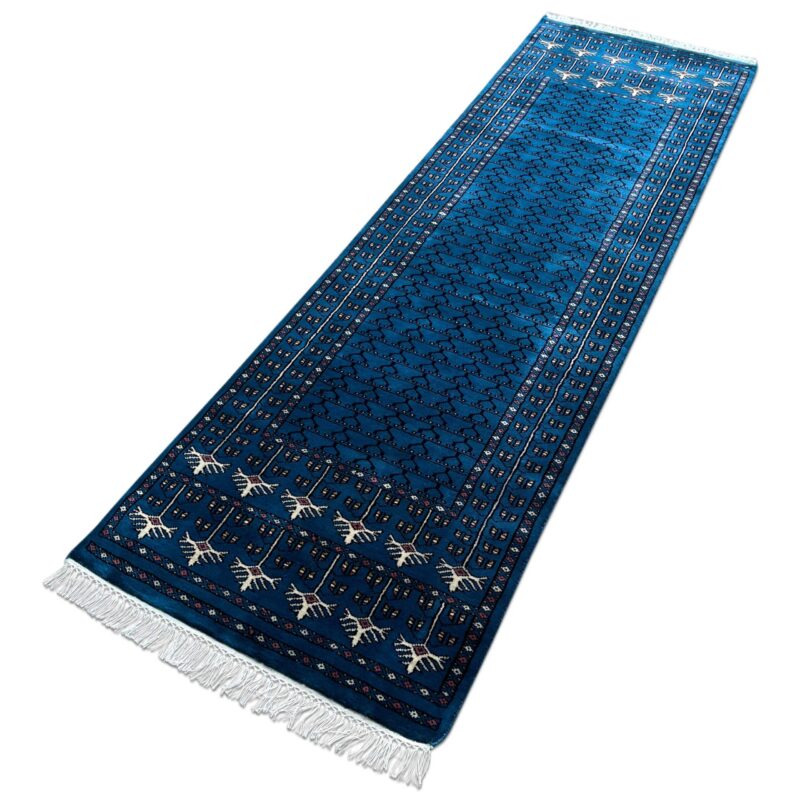 2.5x8 ft Handmade Woolen Rug Blue Parda - Image 7