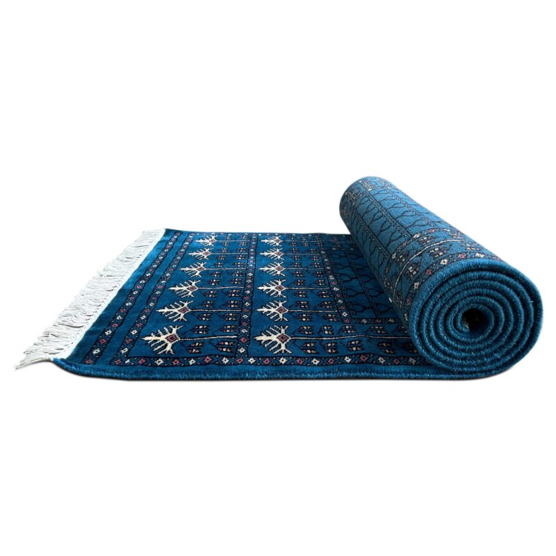 2.5x8 ft Handmade Woolen Rug Blue Parda - Image 3
