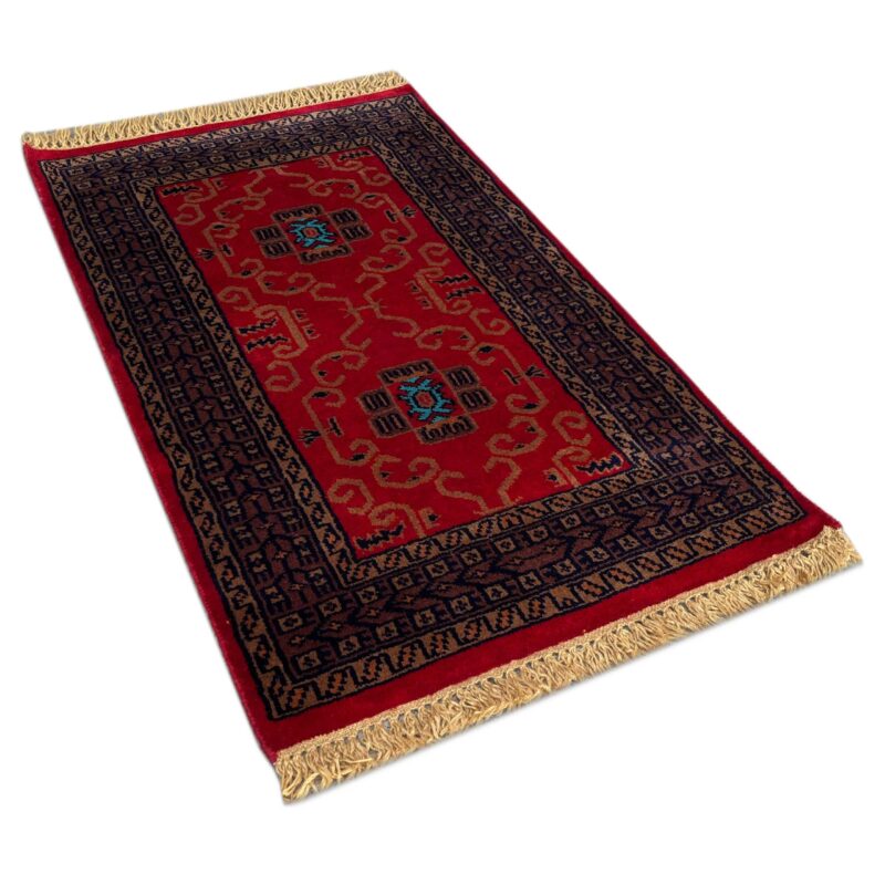 2x3 ft Handmade Knotted Wool Rug Red Palace - Image 4