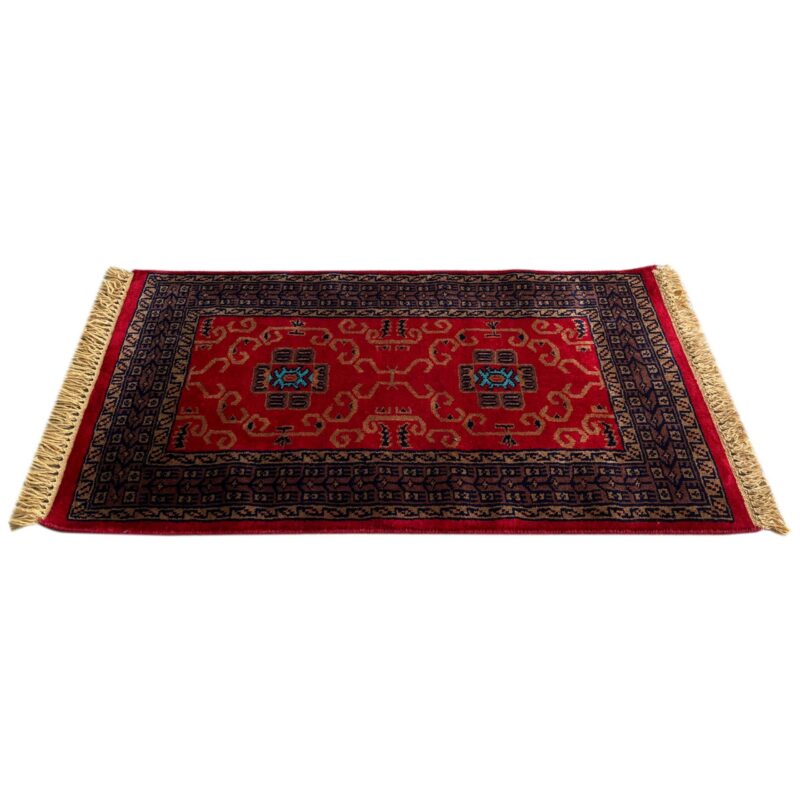 2x3 ft Handmade Knotted Wool Rug Red Palace - Image 5