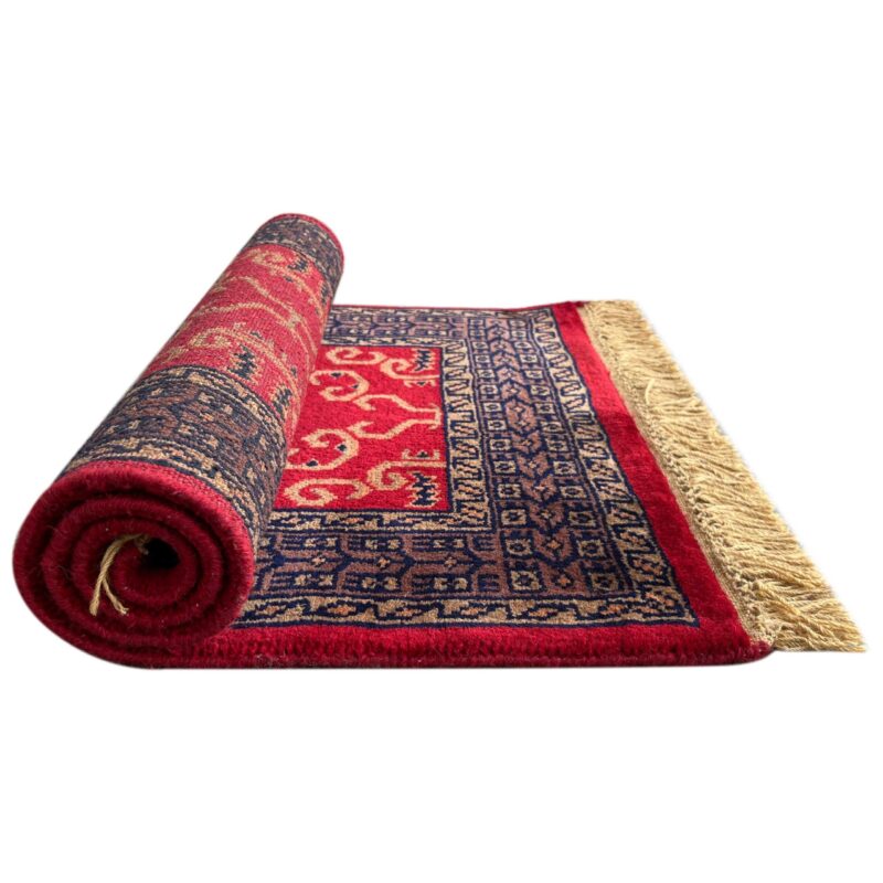 2x3 ft Handmade Knotted Wool Rug Red Palace - Image 7
