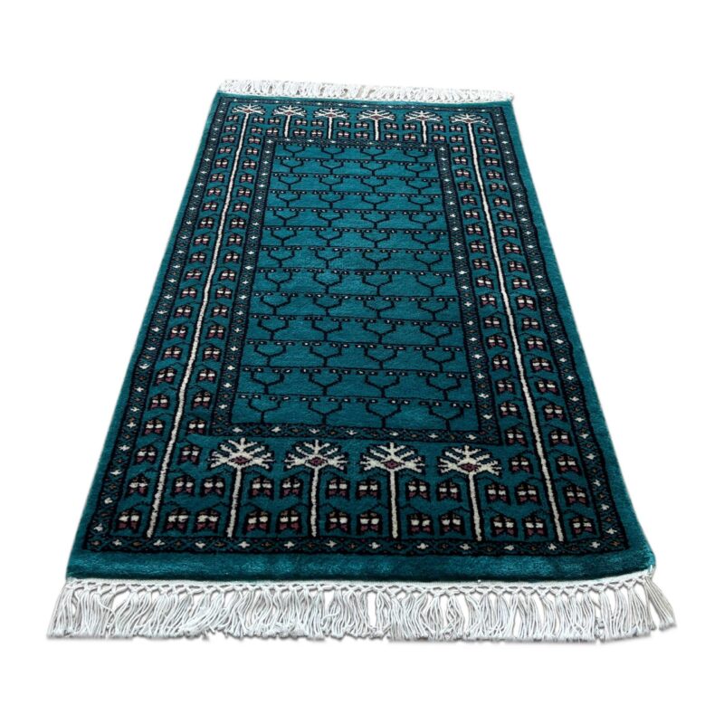 2x3 ft handmade Wool Rug Turquoise Parda - Image 2