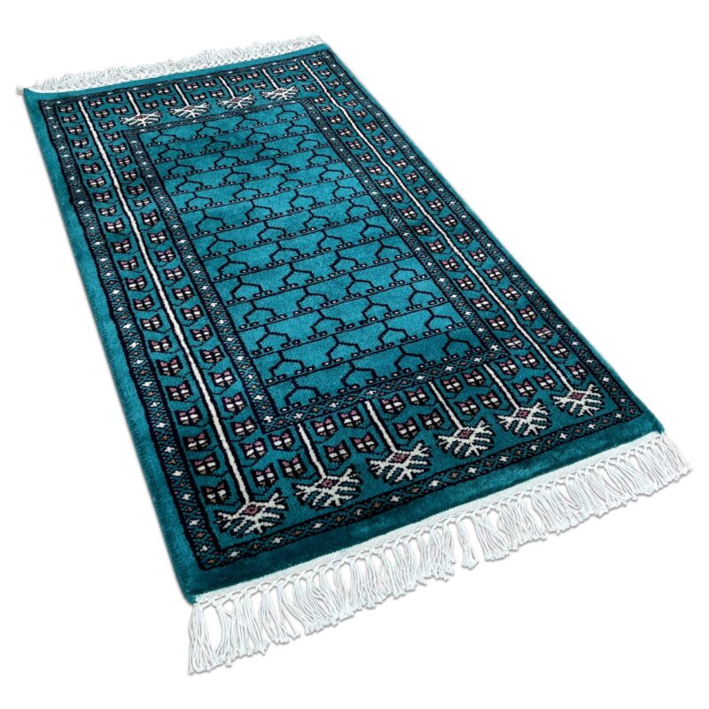 2x3 ft handmade Wool Rug Turquoise Parda - Image 6