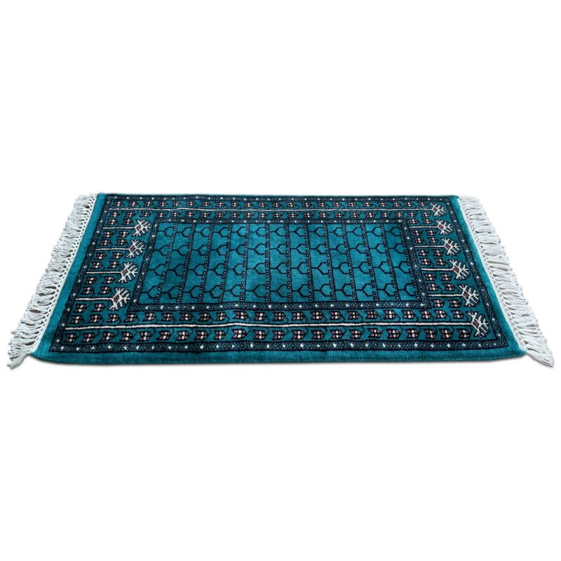 2x3 ft handmade Wool Rug Turquoise Parda - Image 4