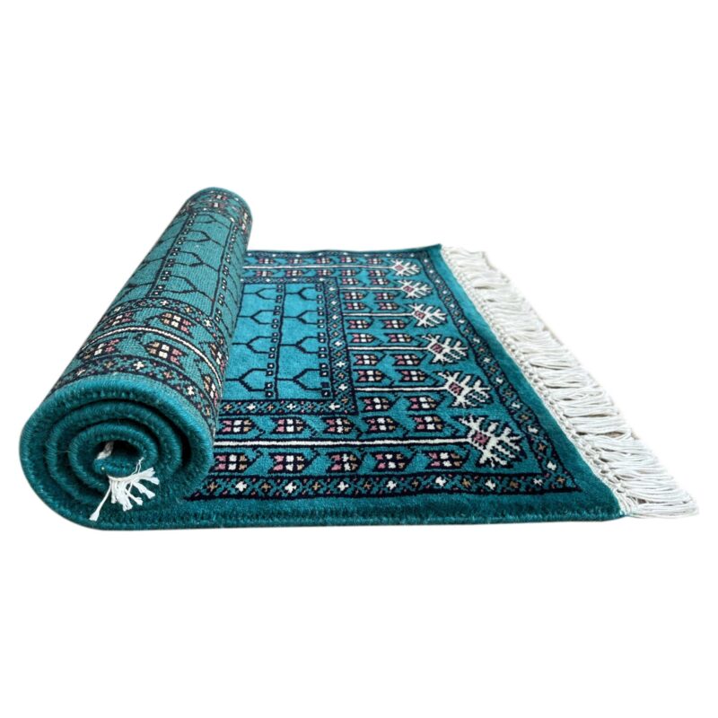 2x3 ft handmade Wool Rug Turquoise Parda - Image 3