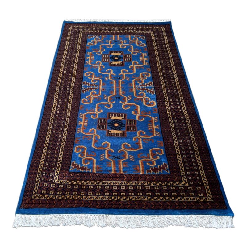 3x5 ft Hand-knotted Woolen Rug Blue Palace - Image 6