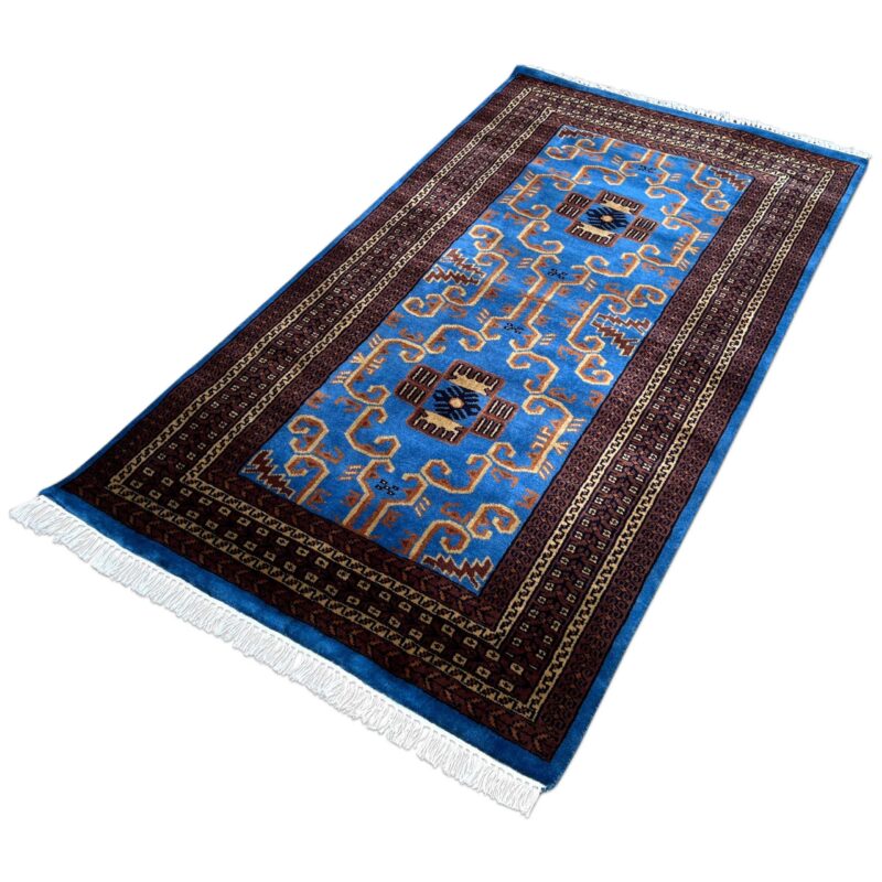 3x5 ft Hand-knotted Woolen Rug Blue Palace - Image 5