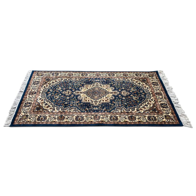 3x5 ft Hand Knotted wool Rug Blue Indopersian - Image 6