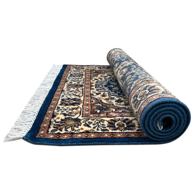 3x5 ft Hand Knotted wool Rug Blue Indopersian - Image 2