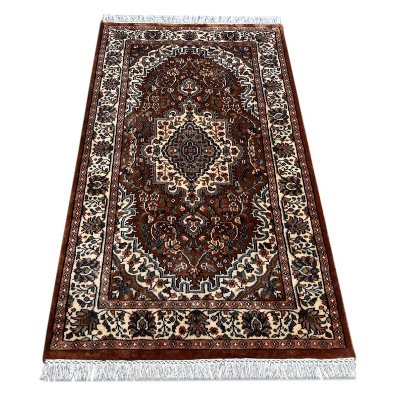 3x5 ft Hand Knotted Wool Rug Copper Indopersian - Image 2