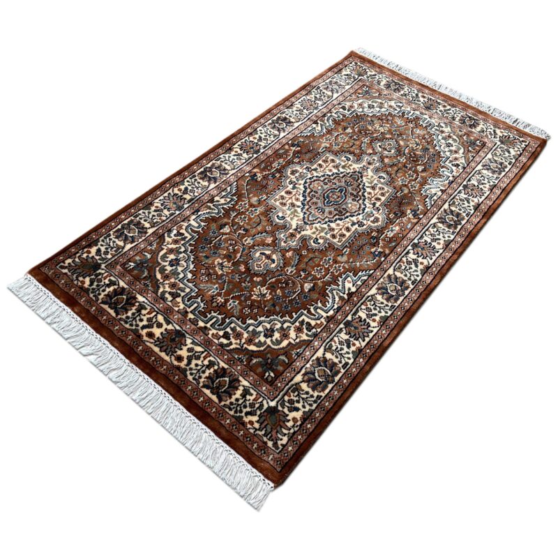 3x5 ft Hand Knotted Wool Rug Copper Indopersian - Image 5