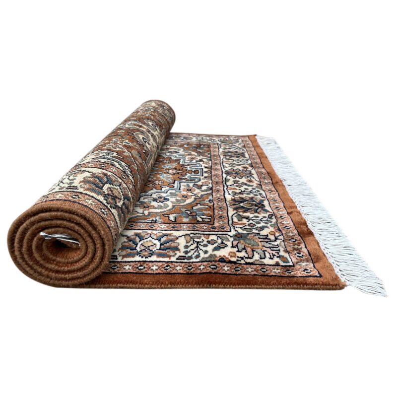 3x5 ft Hand Knotted Wool Rug Copper Indopersian - Image 3