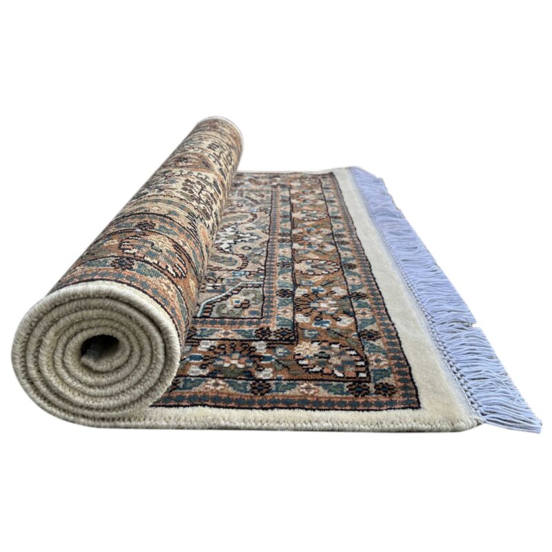 3x5 Hand Knotted Wool Rug White Indopersian - Image 3