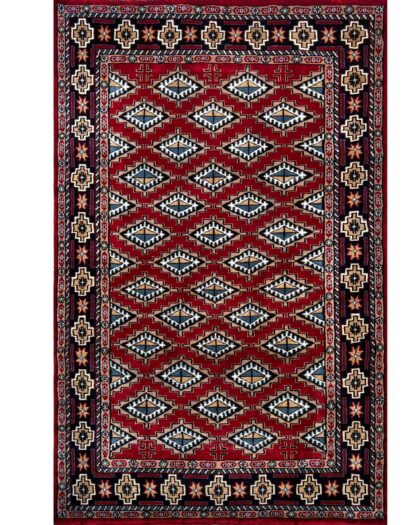 4x6 hand knotted wool rug red