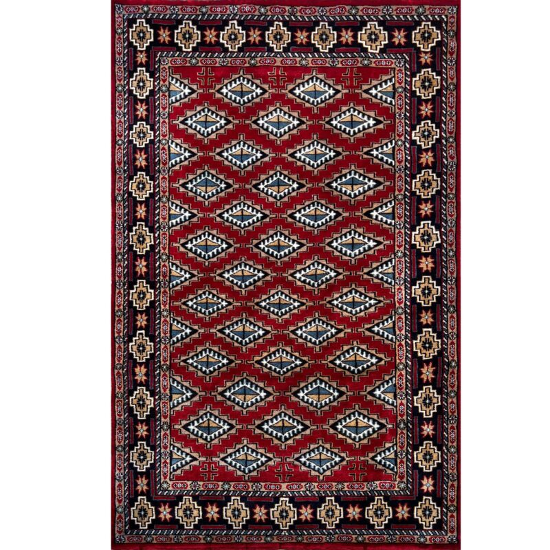 4x6 hand knotted wool rug red