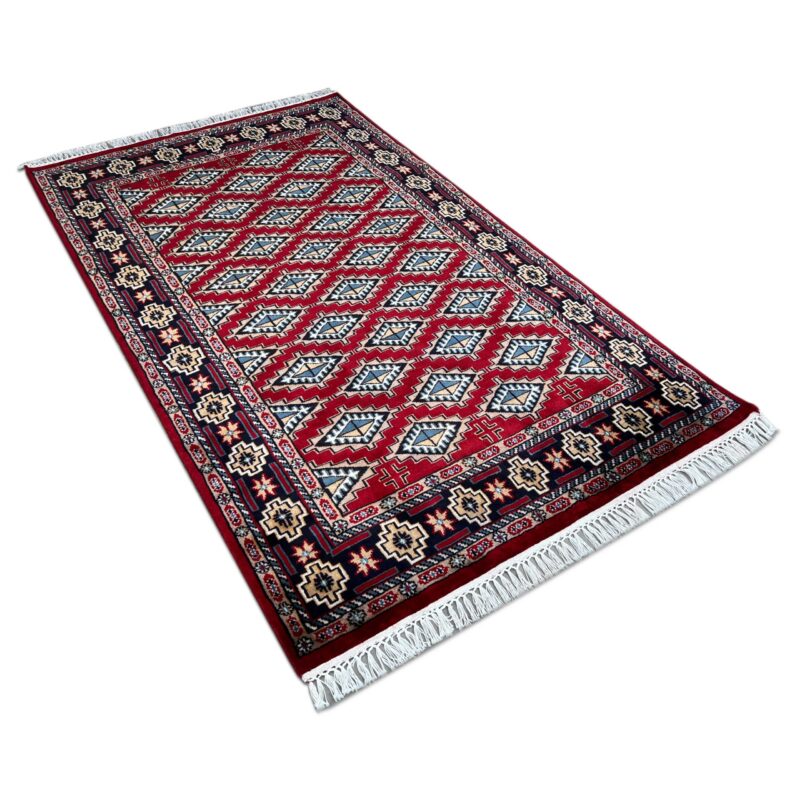 4x6 ft Hand Knotted Wool Rug Red Barfi - Image 6