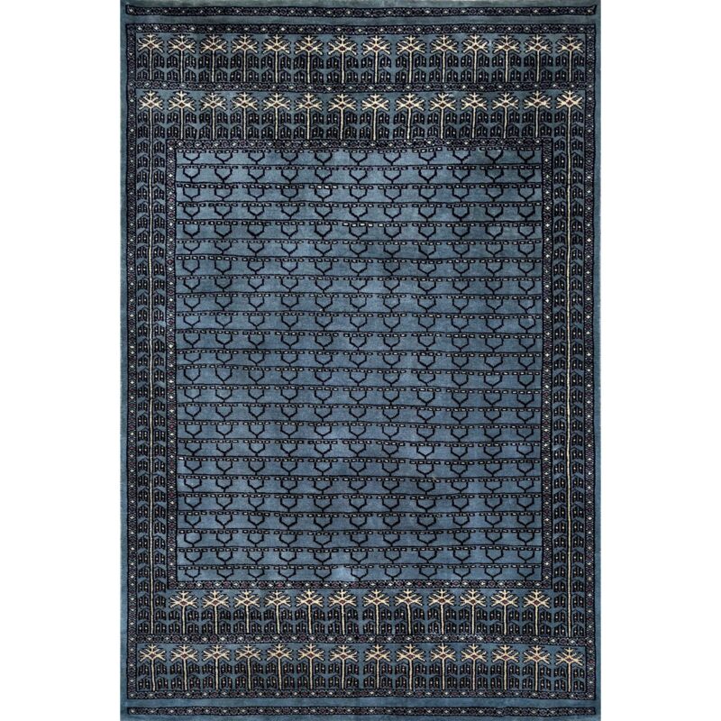 hand knotted bluish gray rug