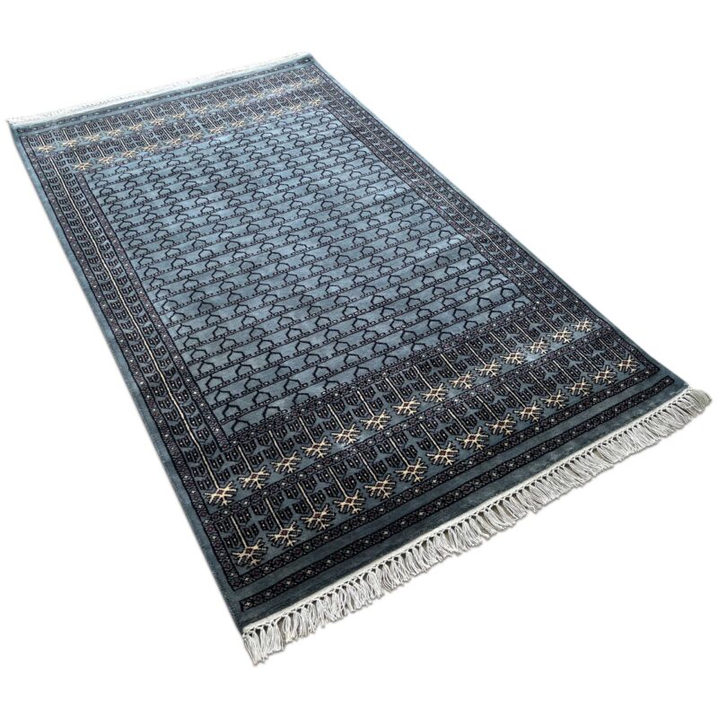 4x6 ft Hand knotted Wool Rug Bluish Gray Parda - Image 2