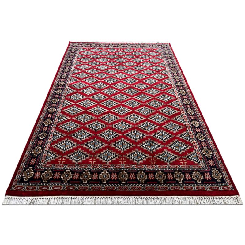 6x9 ft Hand Knotted Wool Rug Red Barfi - Image 2