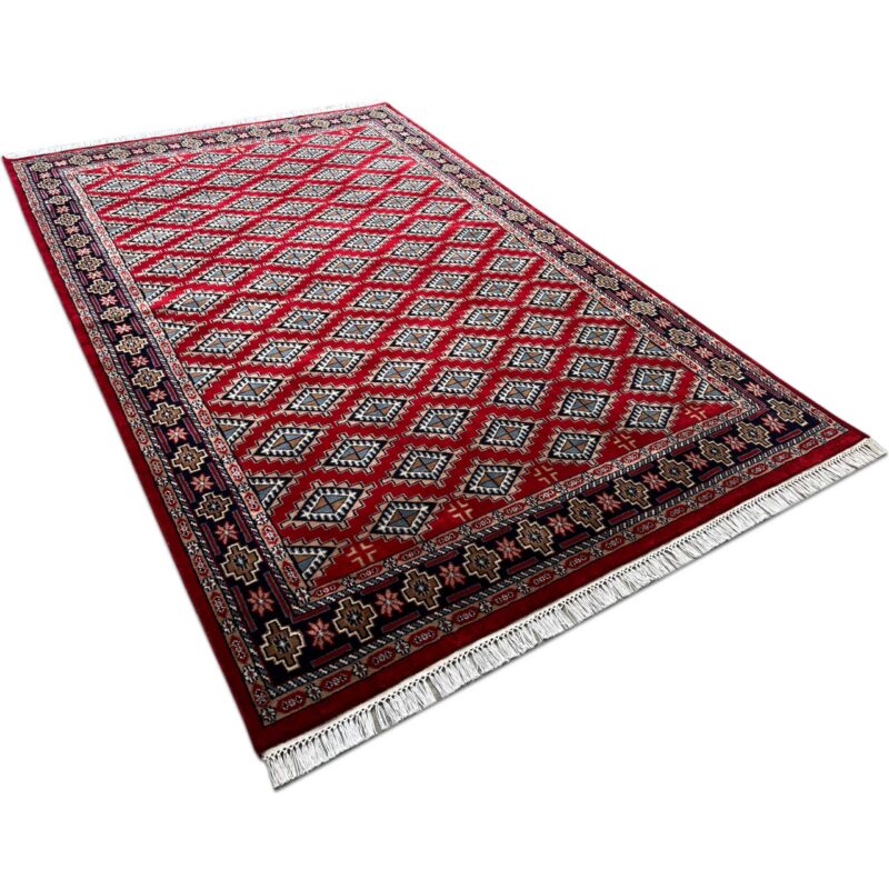 6x9 ft Hand Knotted Wool Rug Red Barfi - Image 6