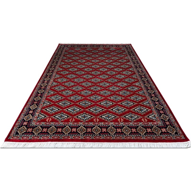 6x9 ft Hand Knotted Wool Rug Red Barfi - Image 5