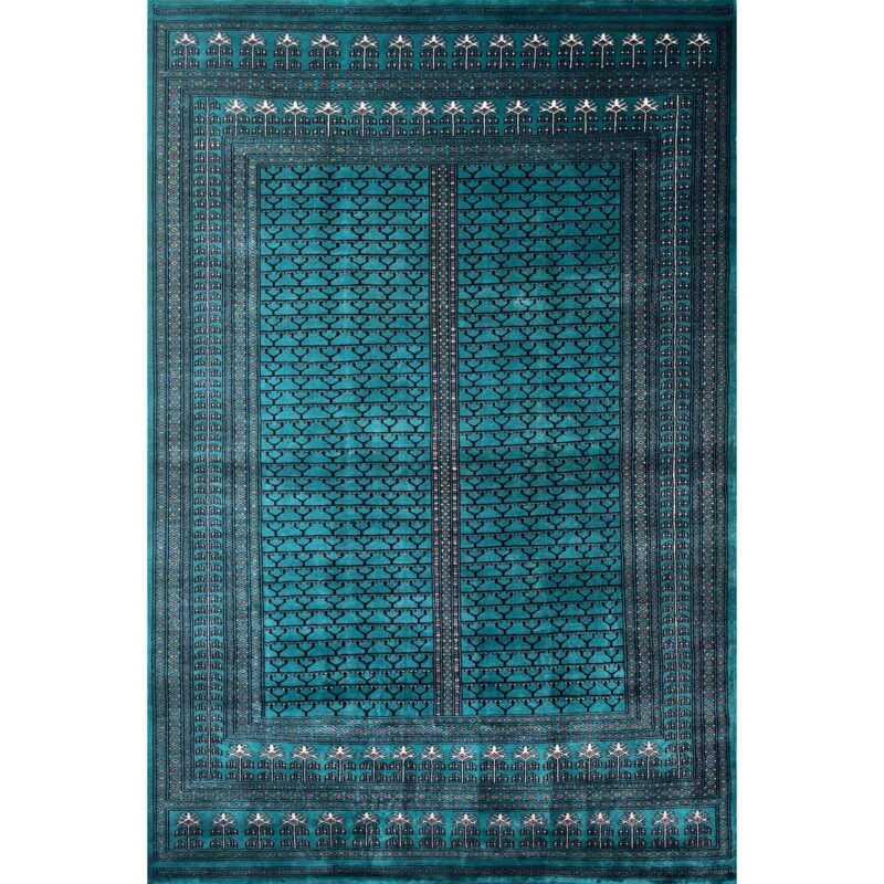 6x9 hand knotted wool rug teal