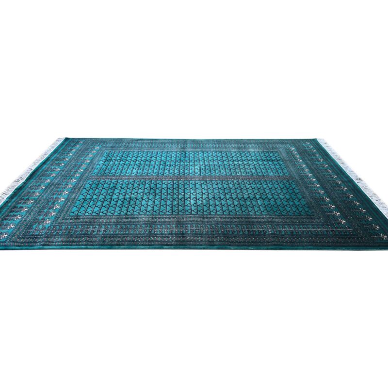 6x9 ft Hand Knotted Wool Rug Turquoise Parda - Image 7
