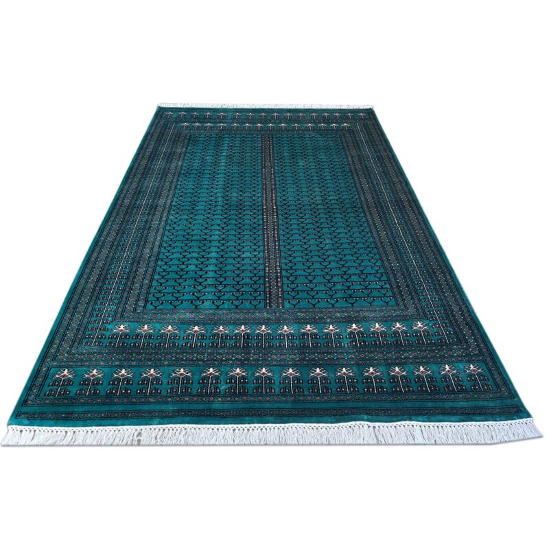 6x9 ft Hand Knotted Wool Rug Turquoise Parda - Image 5