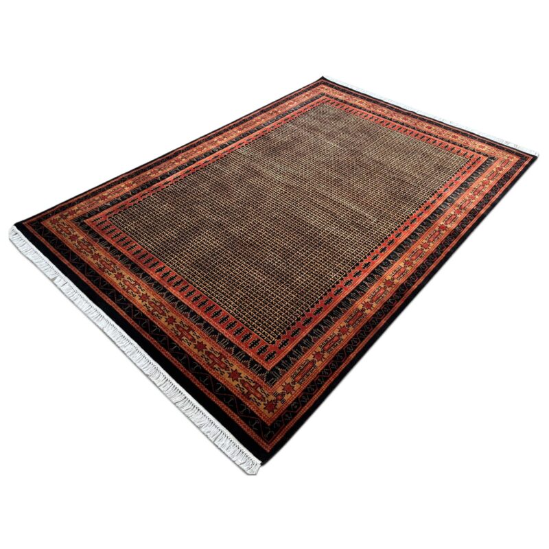 7x10 ft Hand Knotted Wool Rug Black Kanta - Image 5